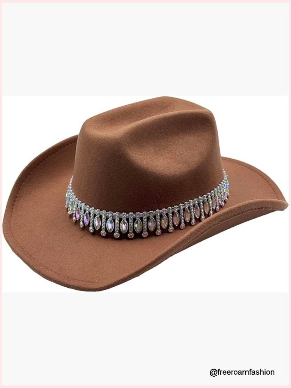 Western Cowgirl Sequin Rhinestone Hat - Adjustable Wide Brim